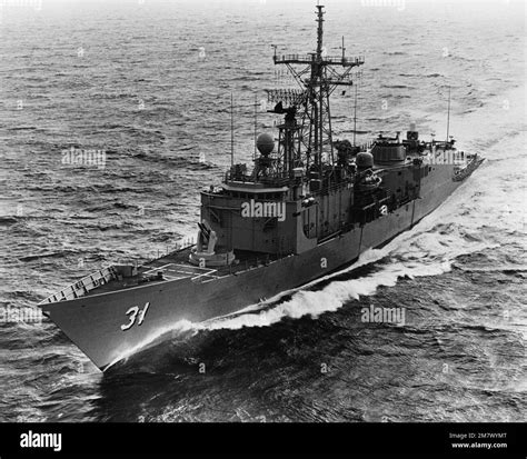 Aerial Port Bow View Of The Guided Missile Frigate USS STARK FFG 31