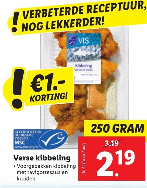 Vis Marine Verse Kibbeling 250 Gram Aanbieding Bij Lidl