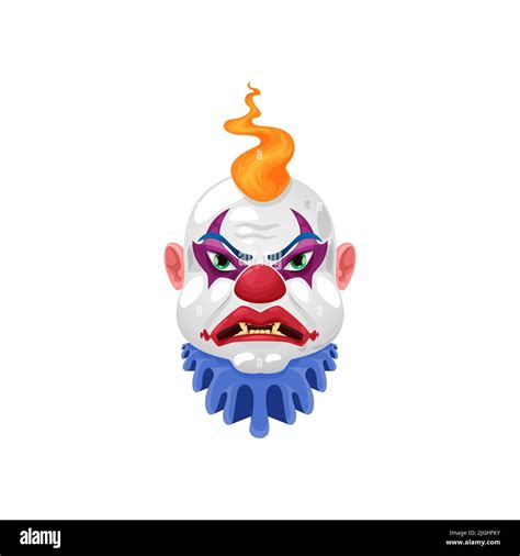 Scary Clown Face Isolated Cartoon Funster Mask With Makeup Vector