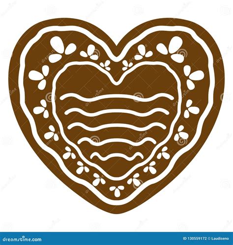 Christmas Heart Shape Gingerbread Cookie Stock Vector Illustration Of Heart Snack 130559172