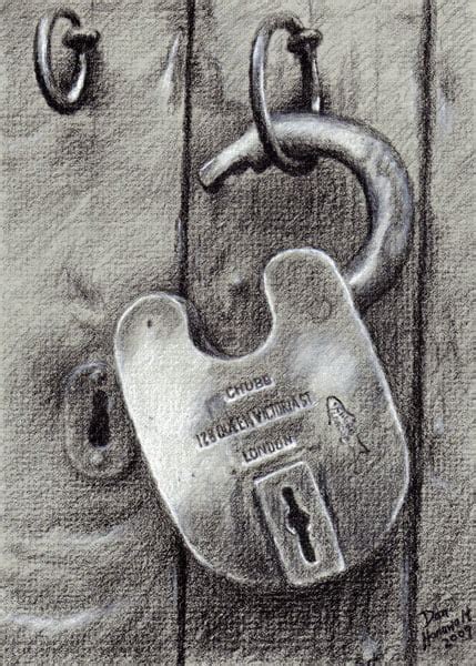 Old Lock – a New Charcoal Drawing | The Home Based Atelier