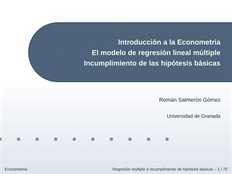 PDF Introduccion a la Econometrıa El modelo de regresion