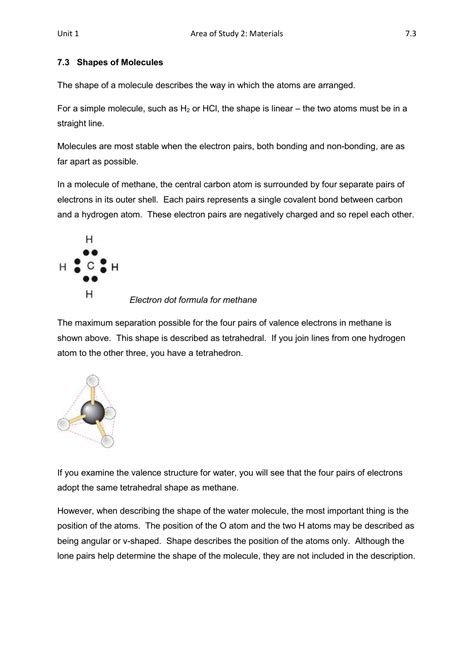 shapes of molecules worksheet answers