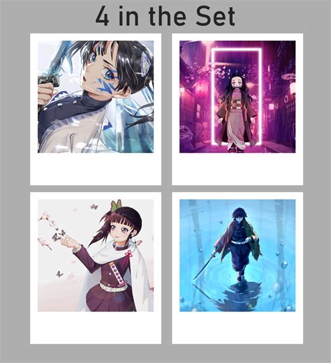 Demon Slayer Polaroid Style Prints Set Of Bedroom Etsy