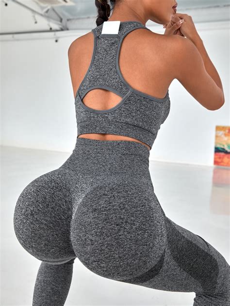 Shein Sport Powerista Pcs Seamless High Stretch Yoga Set Sports Suit