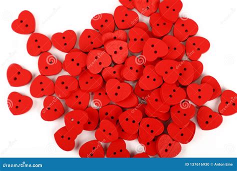 Red Heart Shaped Sewing Buttons Over White Stock Photo Image Of Love