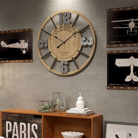 Horloge Murale R Tro En Fer Et Bois Mdf Cm L Horloge Murale