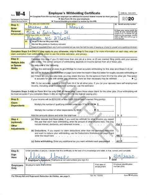 Fillable Online W4 Employees Withholding Certificate Fax Email Print