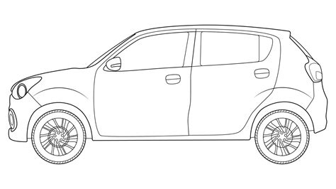 small size hatchback car vector, simple car outline vector illustration ...