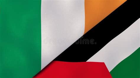 Ireland and Palestine Flags. 3D Waving Flag Design. Ireland Palestine ...