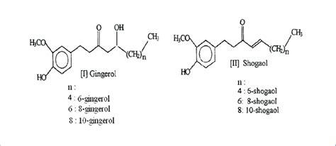 Chemical Structure Of Major Ginger Phenolics Gingerols And Shogaols