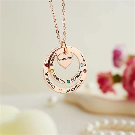 Collier De Pierre De Naissance Avec Pendentif Coeur Et Anneau Collier