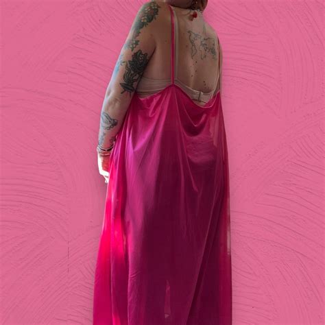 Vintage Hot Pink Slip Dress Stunning Bright Pink Depop