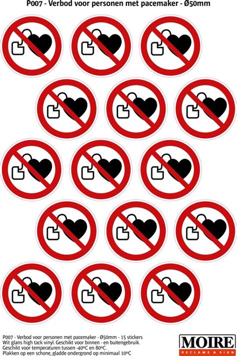 Pictogram Sticker Stuks P Verbod Voor Personen Met Pacemaker