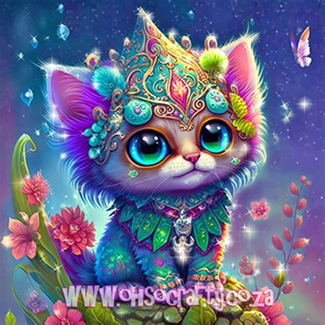 Jewelled Kitten Diamond Painting Kit 30cm X 30cm Round Drill Canvas