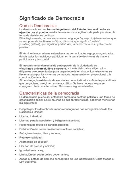 Significado De Democracia Pdf