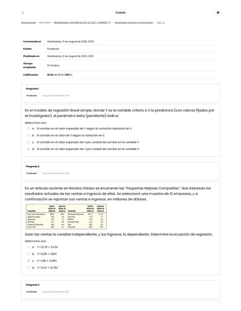 Test Test Rea Personal Mis Cursos Probabilidad Y Estad Stica