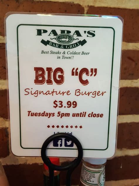 Menu At Papas Bar And Grill Natchitoches