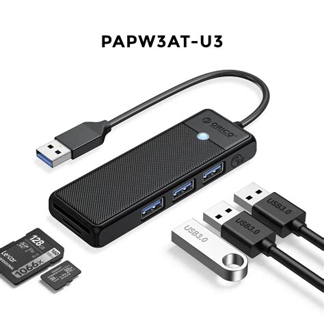 Orico Papw At Port Usb Hub With Tf Sd Card Reader Black Shopee