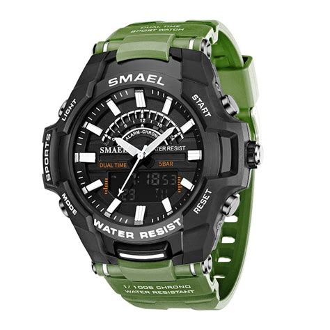 Smael Men S Dual Time Analog Digital Military Sport Waterproof