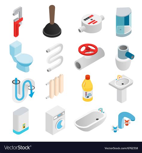 Sanitary Engineering Isometric 3d Icons Royalty Free Vector