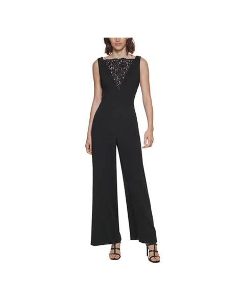 Calvin Klein Lace Inset Sleeveless Jumpsuit In White Lyst