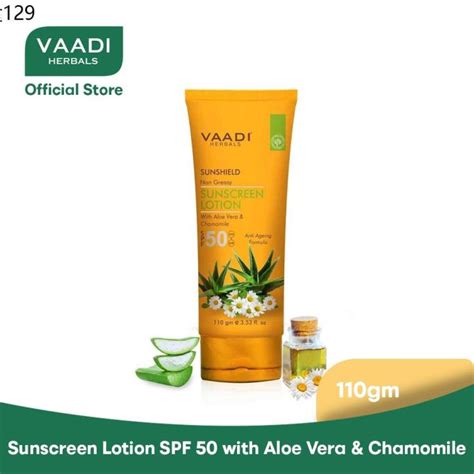 VAADI Organic Sunscreen Lotion SPF 50 With Aloe Vera Chamomile 110gm