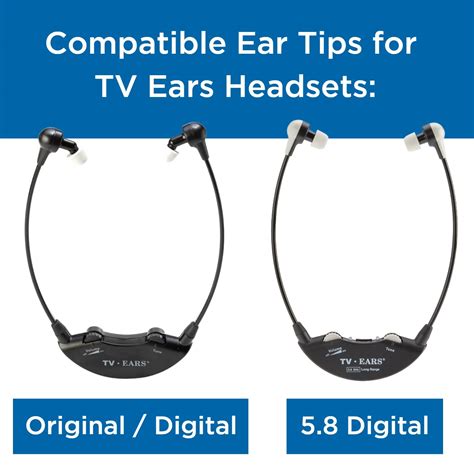 TV Ears Digital Wireless Headset System With Replacement Earbuds And