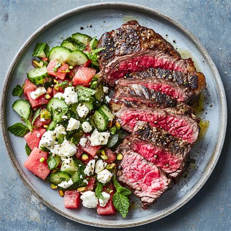 Reverse Seared Ribeye Steak With Watermelon And Feta Salad Just Cook By