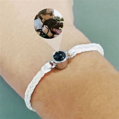 Custom Circle Photo Projection Bracelet Adjustable Handmade Woven