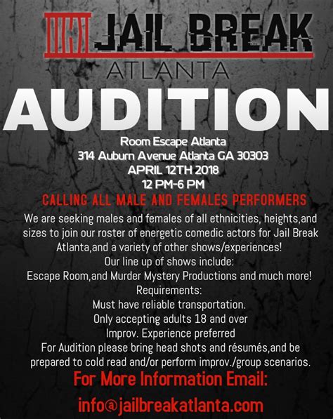 Open Auditions for Actors, New Atlanta Interactive Experience