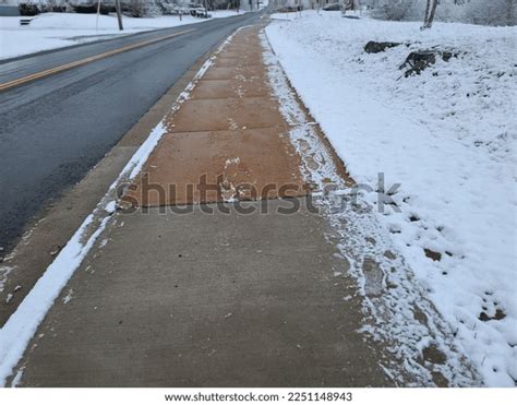 Top Down View Salted Sidewalk On Stock Photo 2251148943 Shutterstock