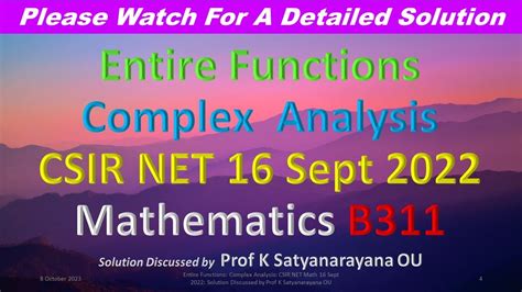 Entire Fns Complex Analysis Csir Net Math Sept Soln