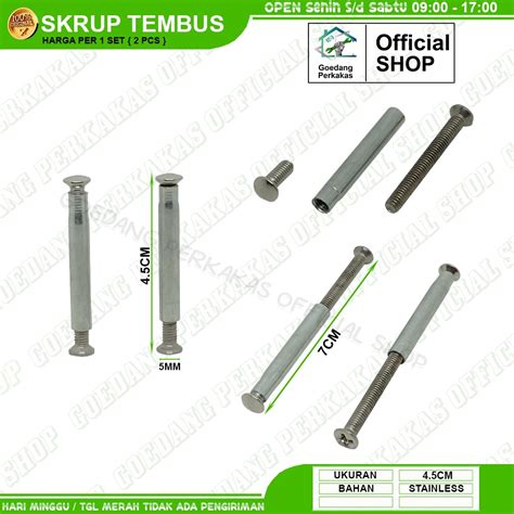 Jual Sekrup Tembus Baut Tanam Handle Gagang Pintu Rumah Set 2 Pcs