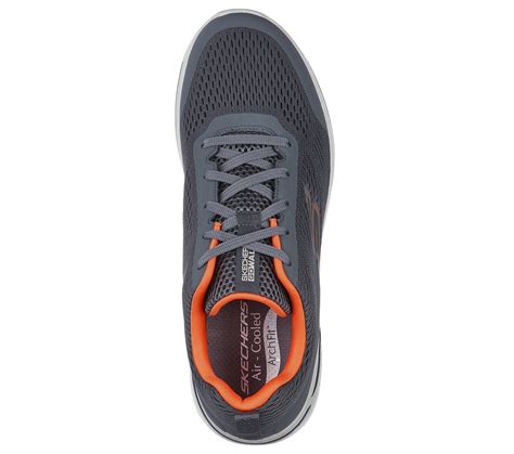 Skechers Charcoalorange Go Walk Arch Fit Idyllic Mens Lace Up Shoes