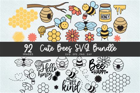 Cute Honey Bee Svg Bundle Bee Clipart Svg Cut Files Free Svg Cut