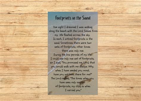 Footprints In The Sand Card Laminated Card T Etsy