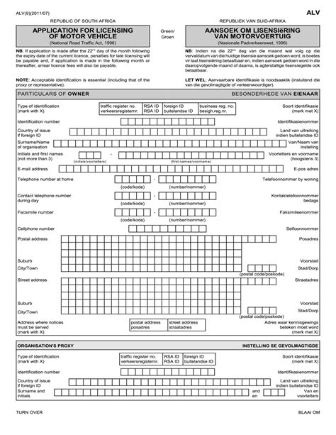 Create Fillable South Africa Licensing Application For Moto Vehicle And