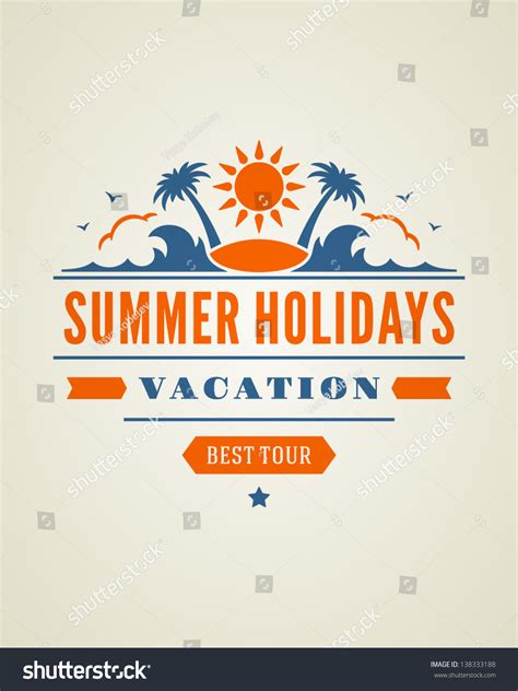 Retro Summer Design Poster Summer Holidays Typography Vector