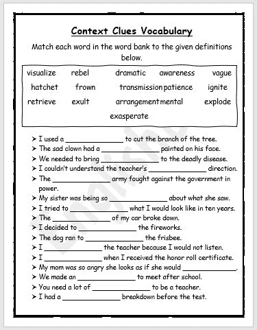 Context Clues Worksheet For Grade 3 Your Home Teacher