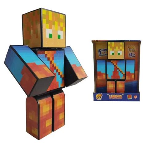 Lopers Boneco 35cm Minecraft Youtuber Articulado Gamer Algazarra