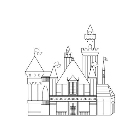 Premium Vector | Palace lineart for kids princess fairytale coloring ...