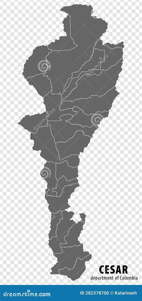 Blank Map Cesar Department Of Colombia High Quality Map Cesar With