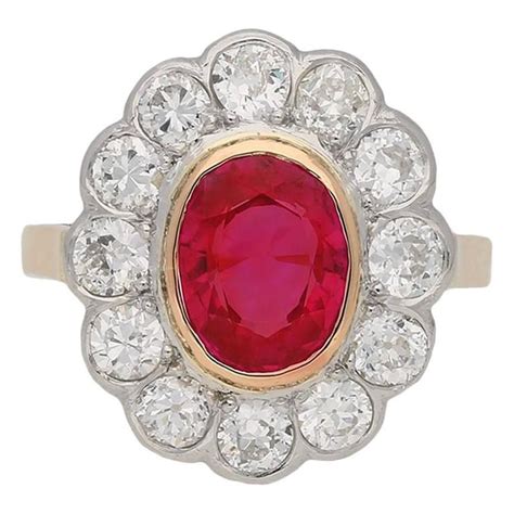 Antique Burmese Ruby And Diamond Cluster Ring English Circa 1910 1