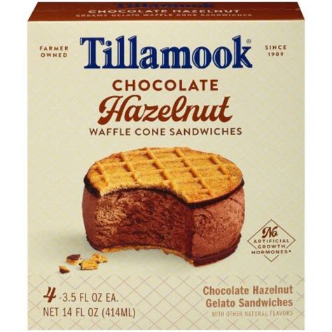 Tillamook Chocolate Hazelnut Gelato Waffle Cone Sandwiches Ct