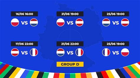 Calendário de partidas do grupo d do torneio europeu de futebol na