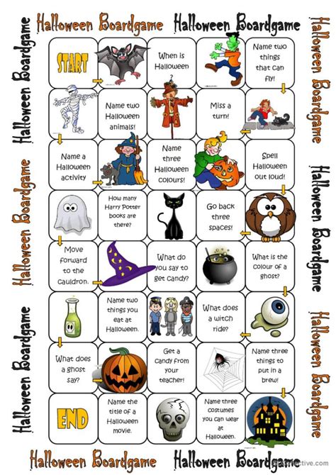 Halloween Boardgame board game: English ESL worksheets pdf & doc