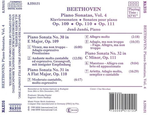 Jen Jand Beethoven Piano Sonatas Vol New Cd Ebay