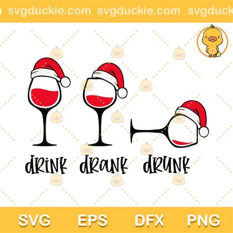 Funny Christmas Wine Glass SVG Drink Drank Drunk SVG