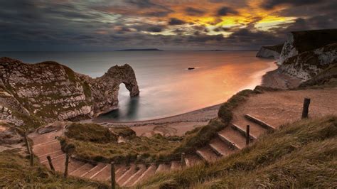 Durdle Door Sunset Captivating Hd Wallpaper Of Dorsets Coastline